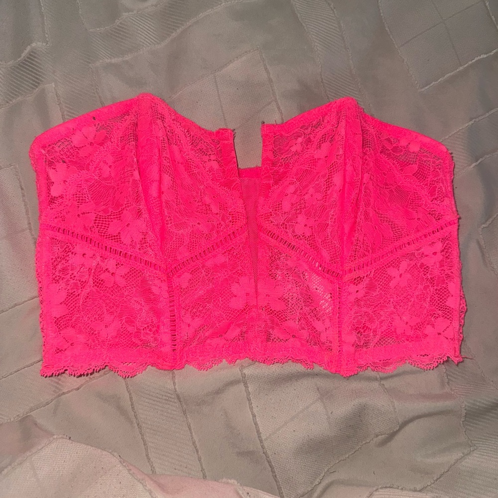 Pink Lace Strapless Top